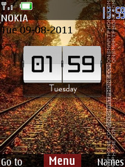 Train in Autumn Clock tema screenshot