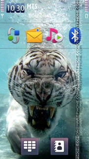 Скриншот темы Underwater White Tiger