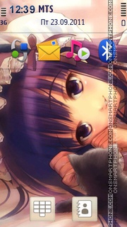 Anime Girl with Cat theme screenshot