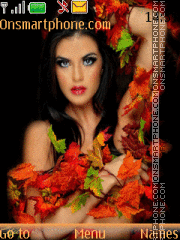 Girl in Leaves theme screenshot