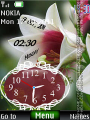 Flower Dual Clock 01 tema screenshot