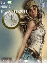 Retro Girl Clock tema screenshot