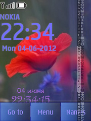 Red Flower In Field tema screenshot