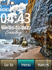 Beach Digital Clock 01 tema screenshot