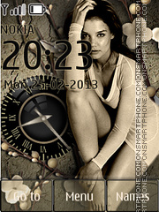 Clock With Girl theme screenshot