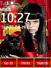 Girl with cat tema screenshot