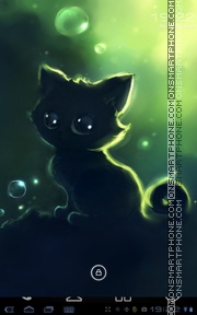 Скриншот темы Green Cute Kitty