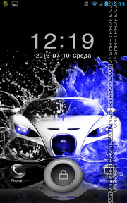 Bugatti Veyron White Clock tema screenshot