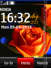Orange Rose Digital Clock theme screenshot