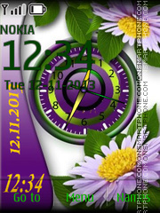 Flowers with Clock theme screenshot
