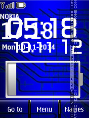 Blue Battery and Digital Clock tema screenshot