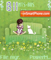 Girl And Cat tema screenshot