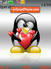 Animated Love Penguin theme screenshot
