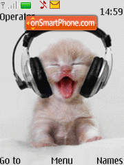 Cat In Headphones tema screenshot