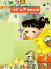 Cute Girl In Rain tema screenshot