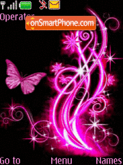 Скриншот темы Animated Pink Butterfly