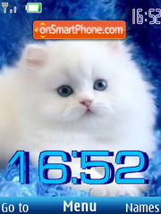 SWF white cat clock1 es el tema de pantalla