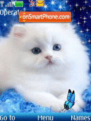 White cat animated tema screenshot