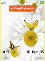 White Flowers and Butterflys tema screenshot