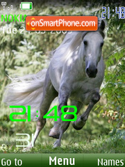 SWF clock white horses tema screenshot