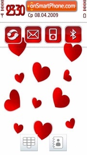 Red Hearts Lovely tema screenshot