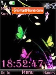SWF clock butterfly animated theme screenshot