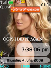 Capture d'écran Britney Spears swf thème