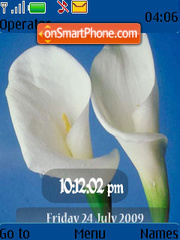 White Flower SWF Clock tema screenshot