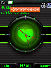 Green Heart Clock tema screenshot