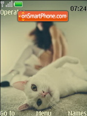 Скриншот темы Beauty girl with cat