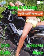 Girl with motorcycle tema screenshot