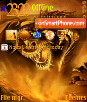 Wolf dragon in fire tema screenshot