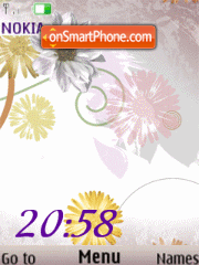 Скриншот темы Flowers clock, flash animation v.2