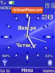 Clock blue analog animated tema screenshot