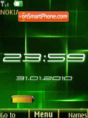 Clock, battery, green, an tema screenshot
