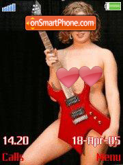 Скриншот темы Blondie Girl With Red Guitar