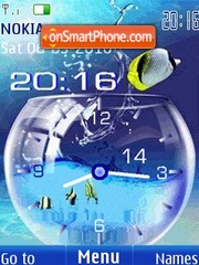 Скриншот темы Clock aquarium animated