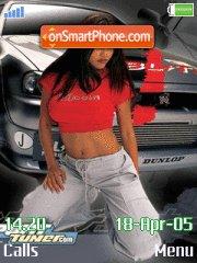 Girl and sport car tema screenshot