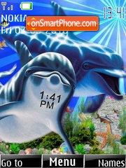 Dolphins SWF Clock es el tema de pantalla