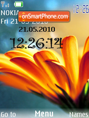 Orange Flower Clock theme screenshot