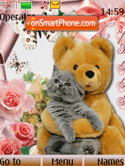 Скриншот темы Cat and Teddy Bear