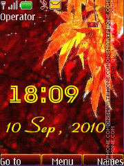 Скриншот темы Red autumn clock animated