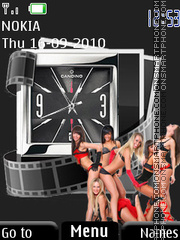 Girls and Digital clock theme screenshot