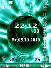 Turquoise sphere clock date tema screenshot