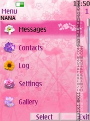 Pink Flower Clock tema screenshot