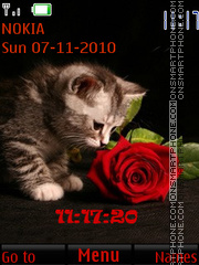 Kitten and a rose theme screenshot