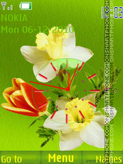 Flowers and Clock theme screenshot