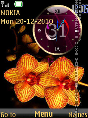Скриншот темы Clock with Flowers