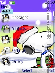 Winter Snoopy Clock tema screenshot