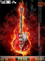 Скриншот темы Guitar in Flames animat
